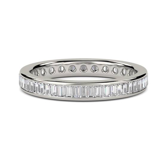 0.75ct VS/E-F 3mm Elegant Natural Baguette Diamond Full Eternity Ring in Platinum