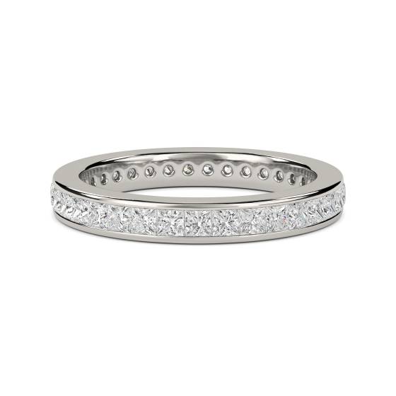 1.50ct SI3/G Channel Set Natural Princess Eternity Diamond Ring in Platinum