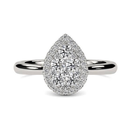0.49ct VS/E-F Natural Round Diamond Cluster Ring in 18k White Gold