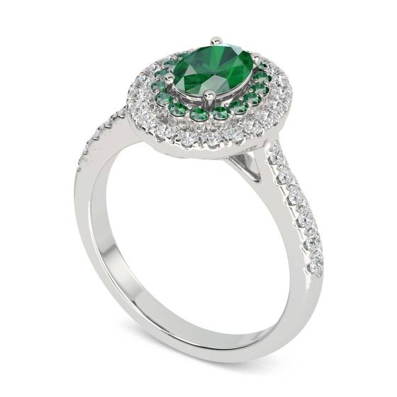 1.50ct Emerald Double Halo Oval Ring