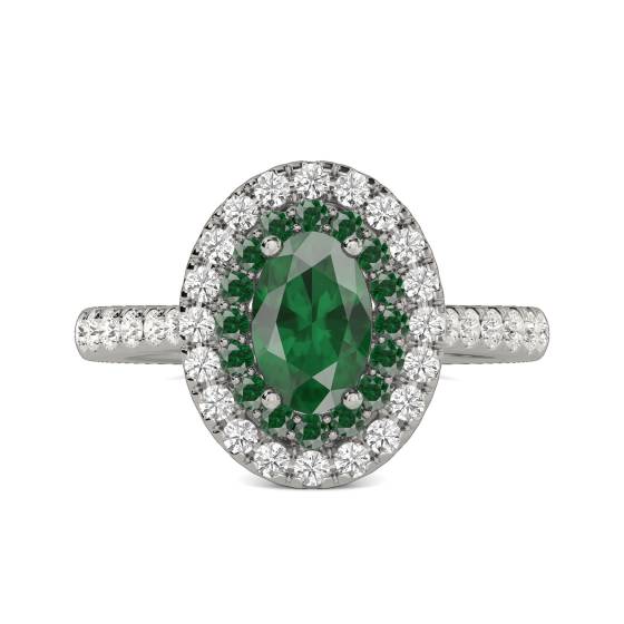 1.50ct Emerald Double Halo Oval Ring