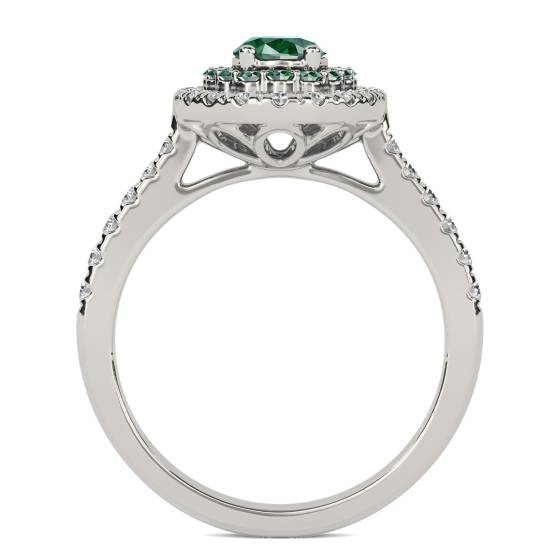 1.50ct Emerald Double Halo Oval Ring