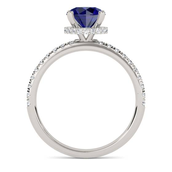 Round Blue Sapphire Gemstone Halo Ring