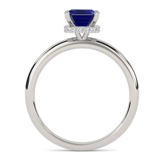 Emerald Blue Sapphire Gemstone Halo Ring
