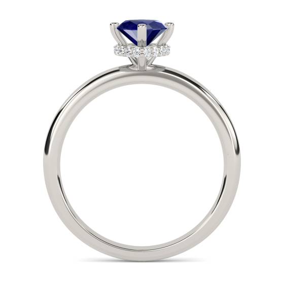 Marquise Blue Sapphire Gemstone Halo Ring