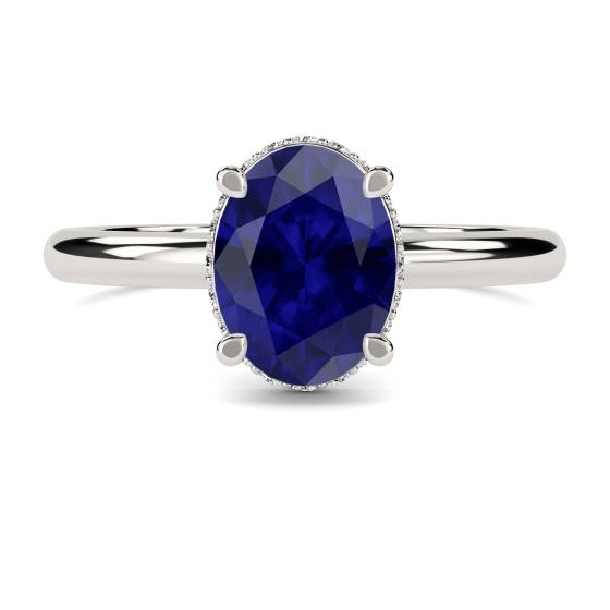 Oval Blue Sapphire Gemstone Halo Ring