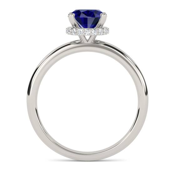 Oval Blue Sapphire Gemstone Halo Ring