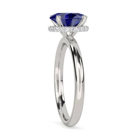 Oval Blue Sapphire Gemstone Halo Ring