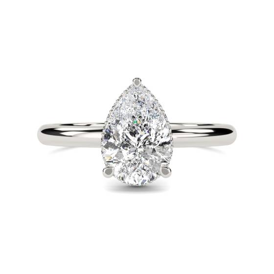 Pear Diamond Low Set Hidden Halo Ring