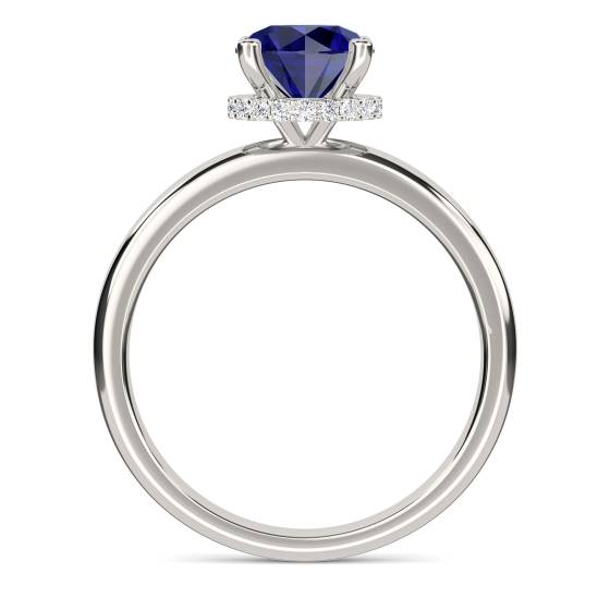 Round Blue Sapphire Gemstone Halo Ring