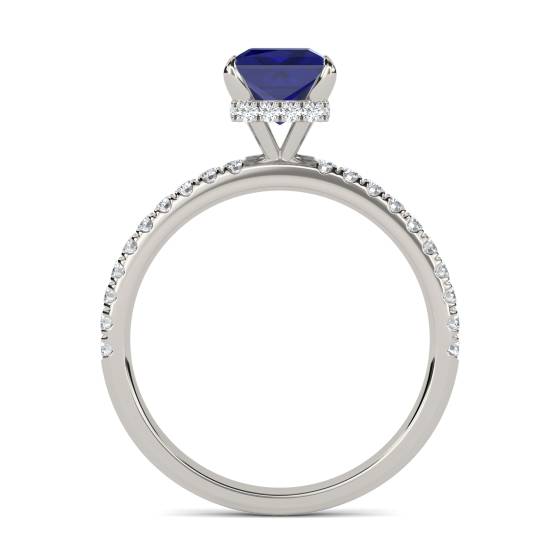 Princess Blue Sapphire Gemstone Halo Ring