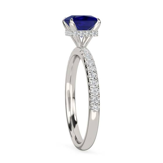 Princess Blue Sapphire Gemstone Halo Ring