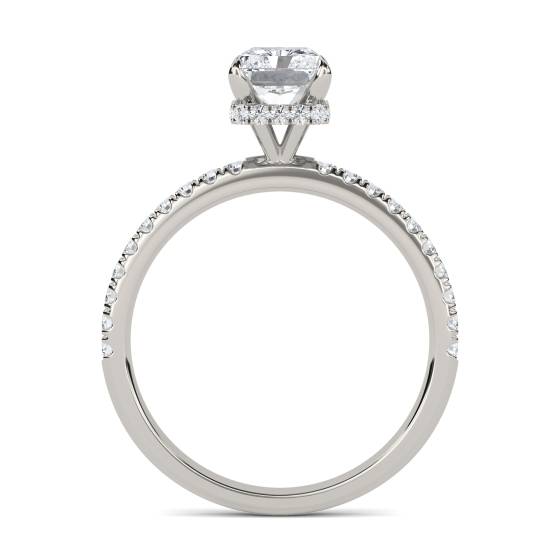 Radiant Diamond High Set Hidden Halo Shoulder Set Ring