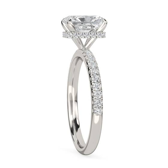 Radiant Diamond High Set Hidden Halo Shoulder Set Ring