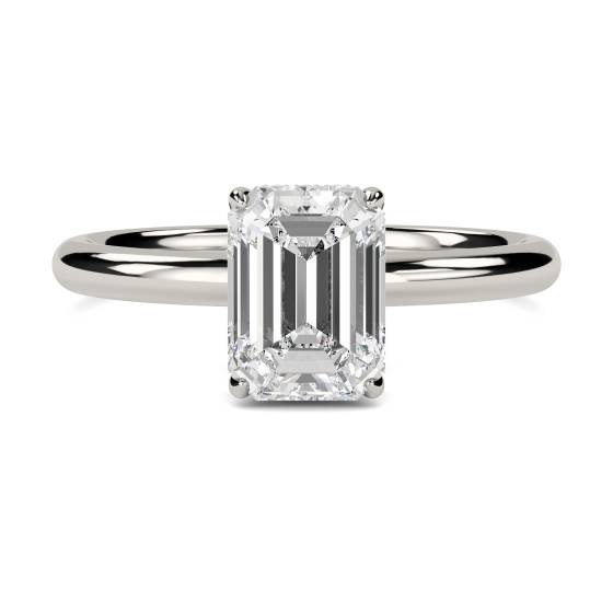 Emerald Diamond Hidden Halo Ring