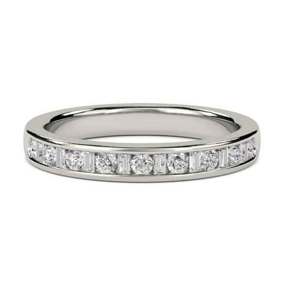 3mm Petite Round and Baguette Diamond Eternity Ring