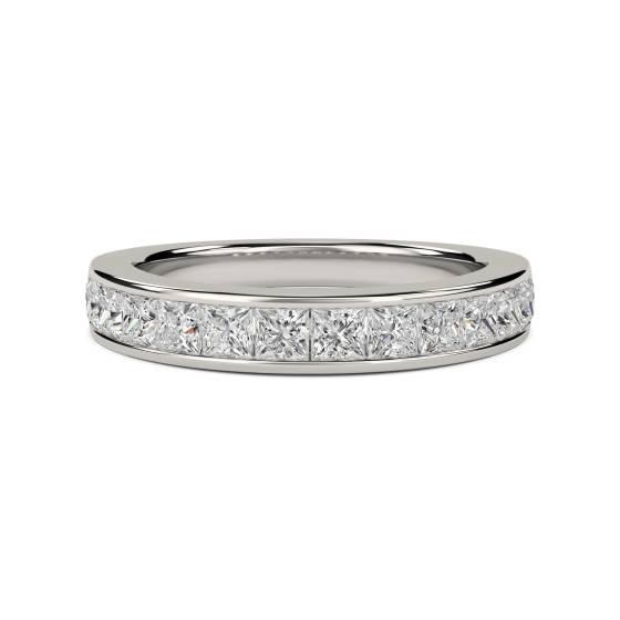 1.00ct VS/E-F 4mm Natural Princess Diamond Half Eternity Ring in Platinum