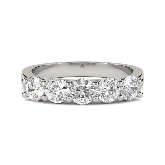2.50ct SI1/E 5 Stone Natural Round Diamond Half Eternity Ring in Platinum