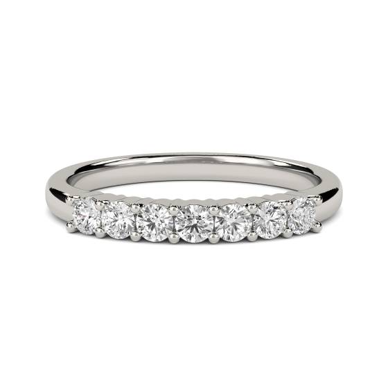0.33ct VS/F-G 7 Stone Natural Round Diamond Half Eternity Ring in Platinum