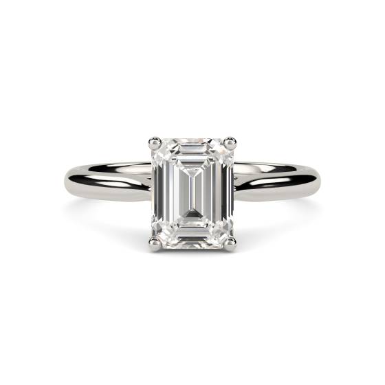 Heart Cross Over Emerald Diamond Engagement Ring
