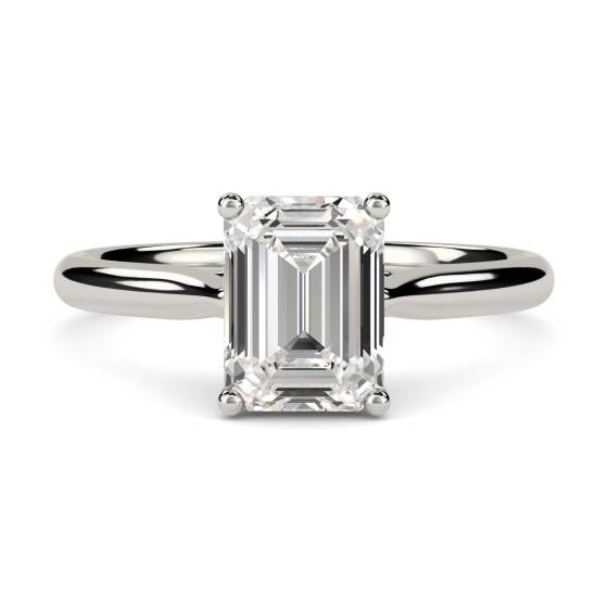 Heart Cross Over Emerald Diamond Engagement Ring