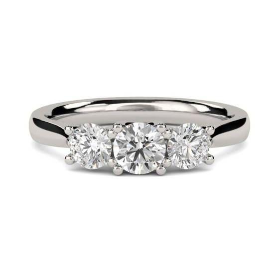 1.00ct SI2/F Round Natural Diamond Trilogy Ring