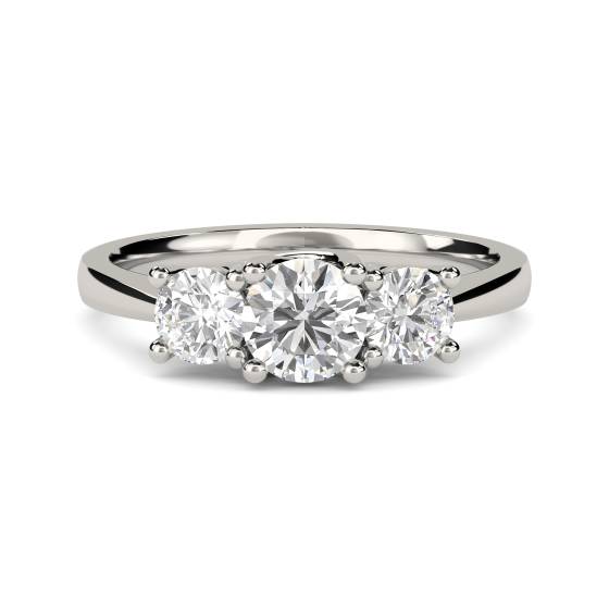 0.75ct SI/F-G Round Natural Diamond Trilogy Ring