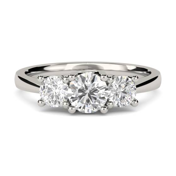 0.75ct SI/F-G Round Natural Diamond Trilogy Ring