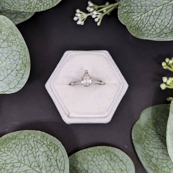 1.00ct VS2/H Natural Pear Diamond Solitaire Ring in 9k White Gold
