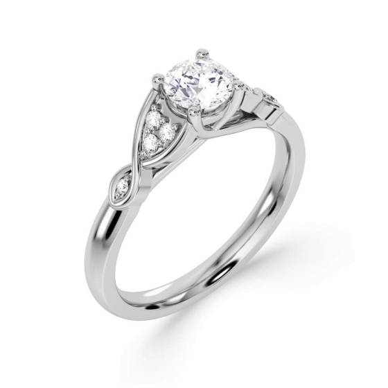 Round Diamond Celtic Style Shoulder Set Ring
