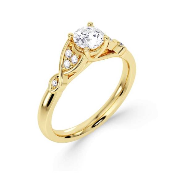 Round Diamond Celtic Style Shoulder Set Ring
