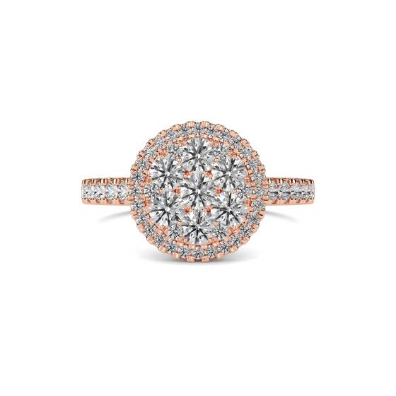 Elegant Round Diamond Halo Cluster Ring