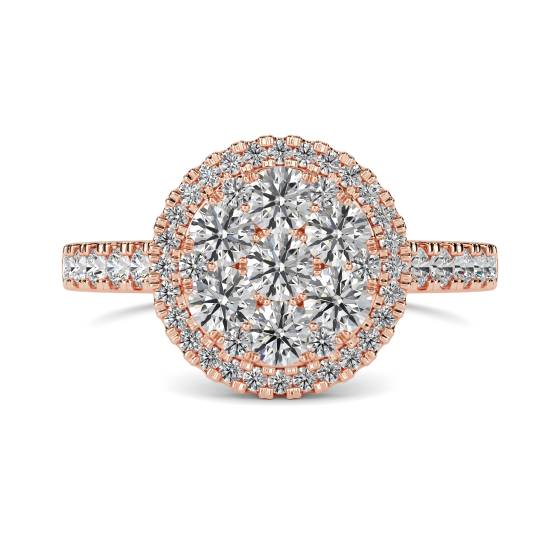 Elegant Round Diamond Halo Cluster Ring