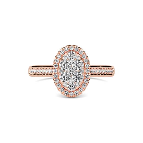 Elegant Round Diamond Halo Cluster Ring