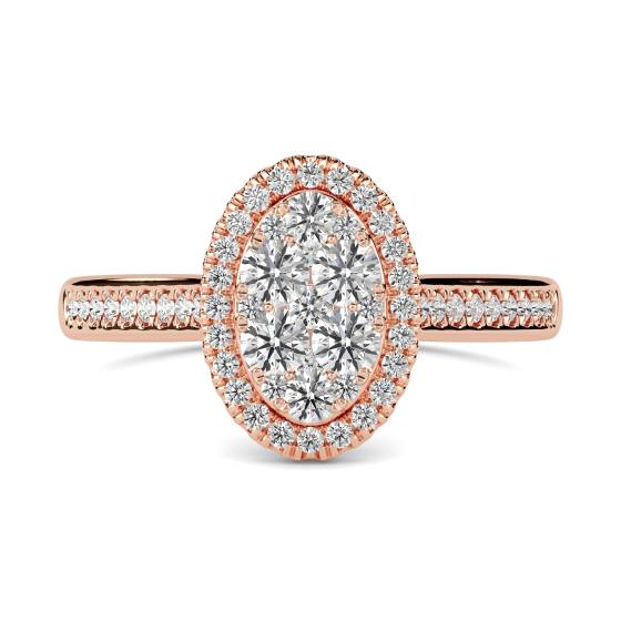 Elegant Round Diamond Halo Cluster Ring