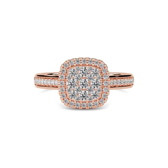Elegant Round Diamond Halo Cluster Ring