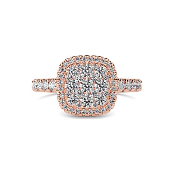 Elegant Round Diamond Halo Cluster Ring