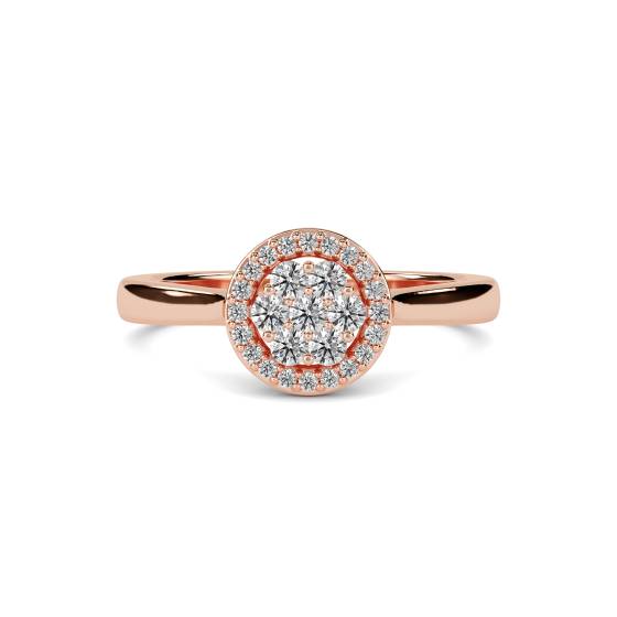 Elegant Round Diamond Halo Cluster Ring