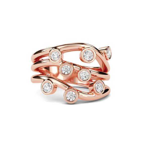 3 Round Diamond Bezel Set Stacking Designer Dress Rings