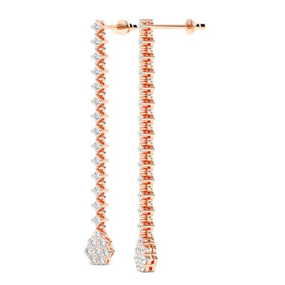 Modern Round Diamond Drop Earrings