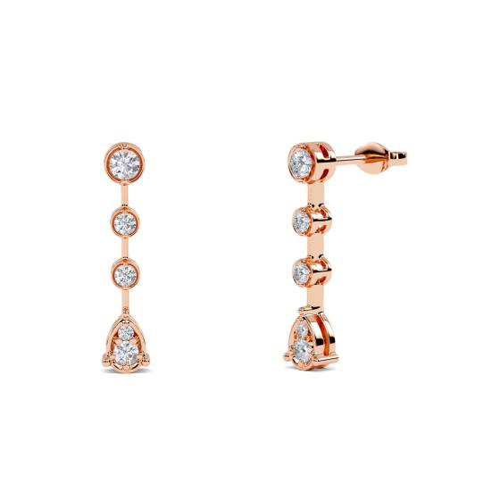 Modern Round Diamond Drop Earrings