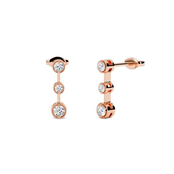 Modern Round Diamond Drop Earrings