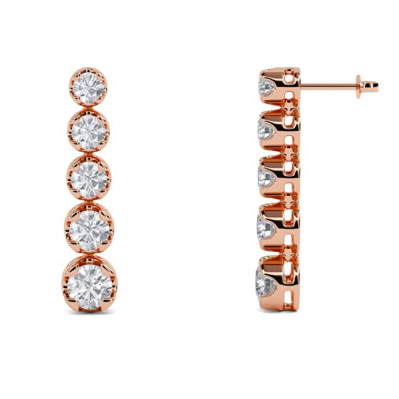 Modern Round Diamond Drop Earrings