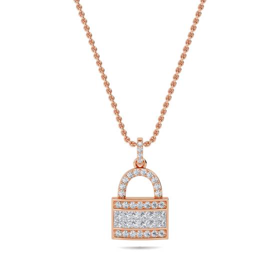Cluster Round Diamond Designer Padlock Pendant