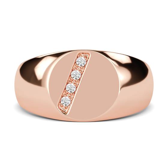 Round Diamond Gents Oval Signet Ring