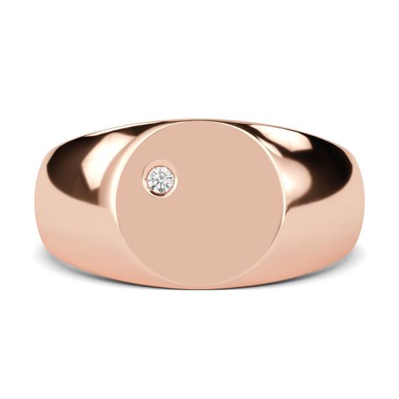 Round Diamond Gents Oval Signet Ring