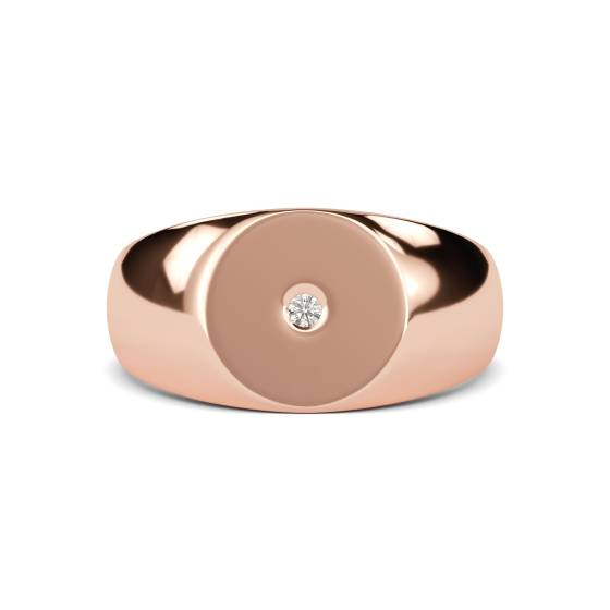 Round Diamond Gents Oval Signet Ring