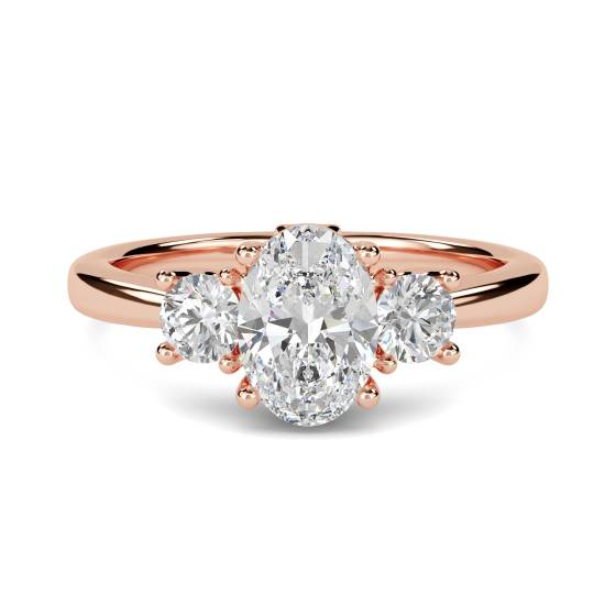 Oval and Round Diamond Trilogy Ring
