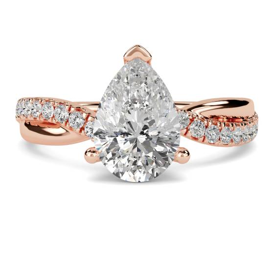 Infinity Pear and Round Diamond Engagement Ring