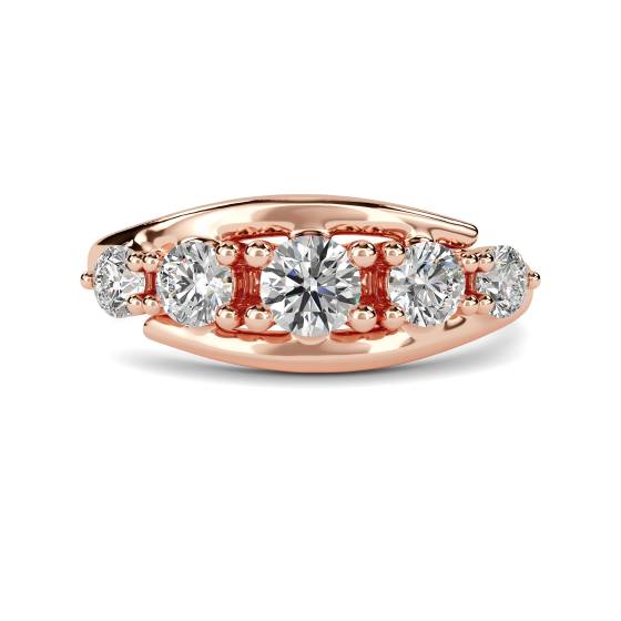 5 Stone Round Diamond Half Eternity Ring
